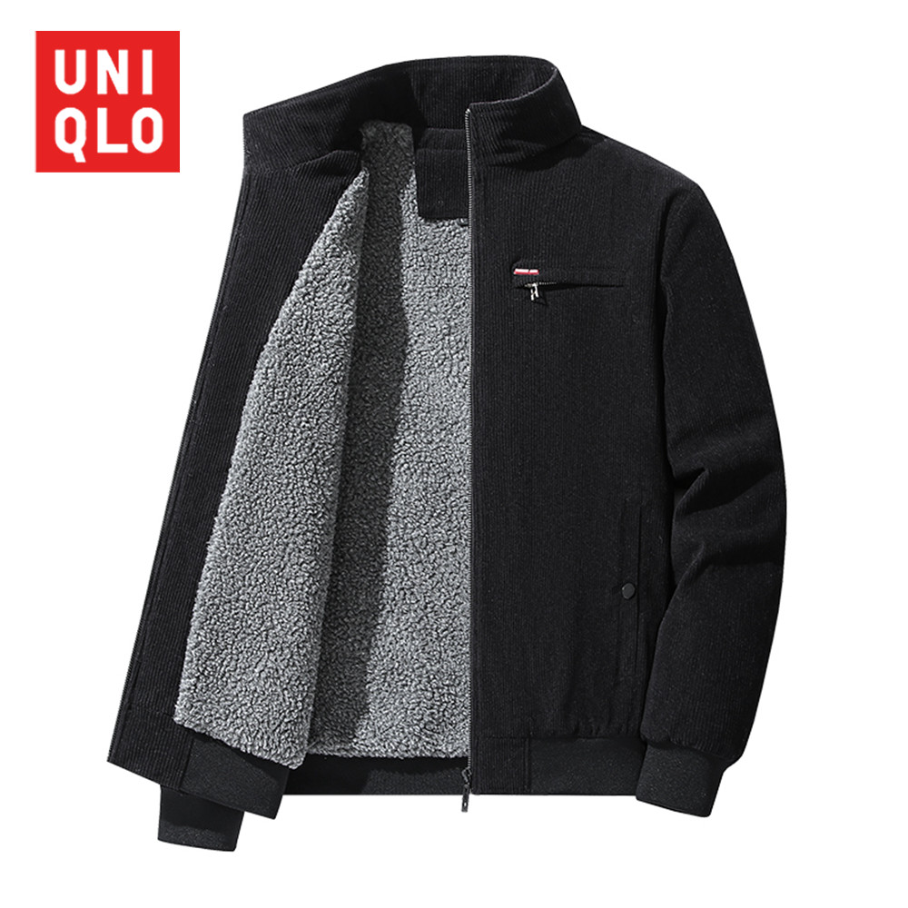 UNIQLO ยูนิโคล่ เสื้อแจ็คเก็ตผ้าฝ้ายผู้ชาย 2024 ใหม่ฤดูใบไม้ร่วงและฤดูหนาวแจ็คเก็ตผ้าลูกฟูกผู้ชายขนาดใหญ่ธุรกิจสบายๆเบาะหนาเสื้อ