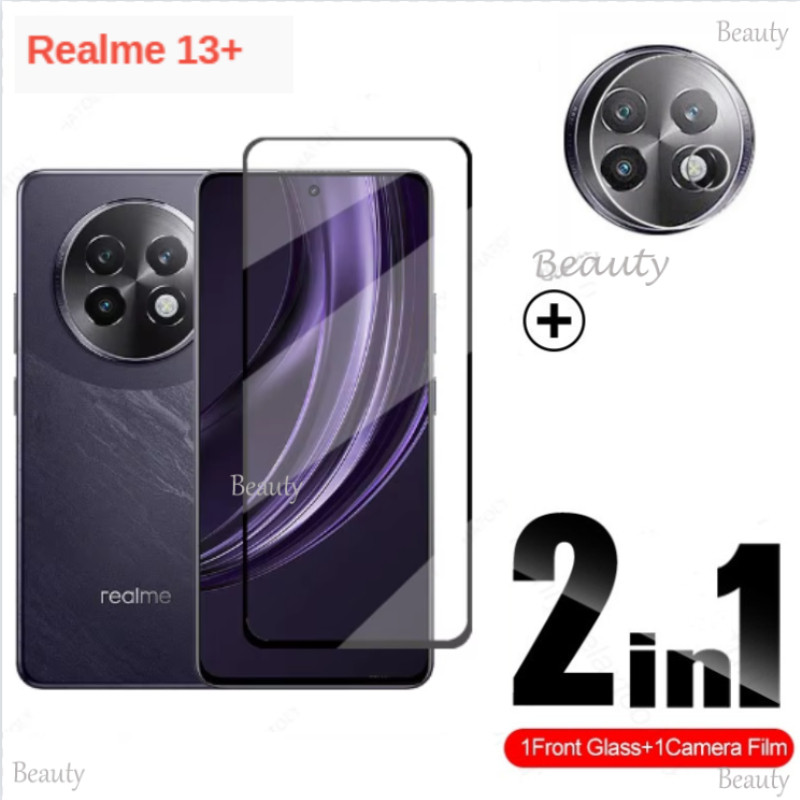 คลุมทั้งหมดกระจกนิรภัยสําหรับrealme 13 Plusป้องกันหน้าจอโทรศัพท์กล้องเลนส์ป้องกันฟิล์มสําหรับRealme 13 Plus 5G Realme 13 + 12 + 12X Realme12 Realme13 5G 4G 2024