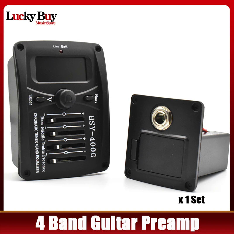 HSY-400G  Guitar Pickup Acoustic Guitar Pickup 4 Bands EQ Equalizer Preamp Piezo Pickup with LCD Tun