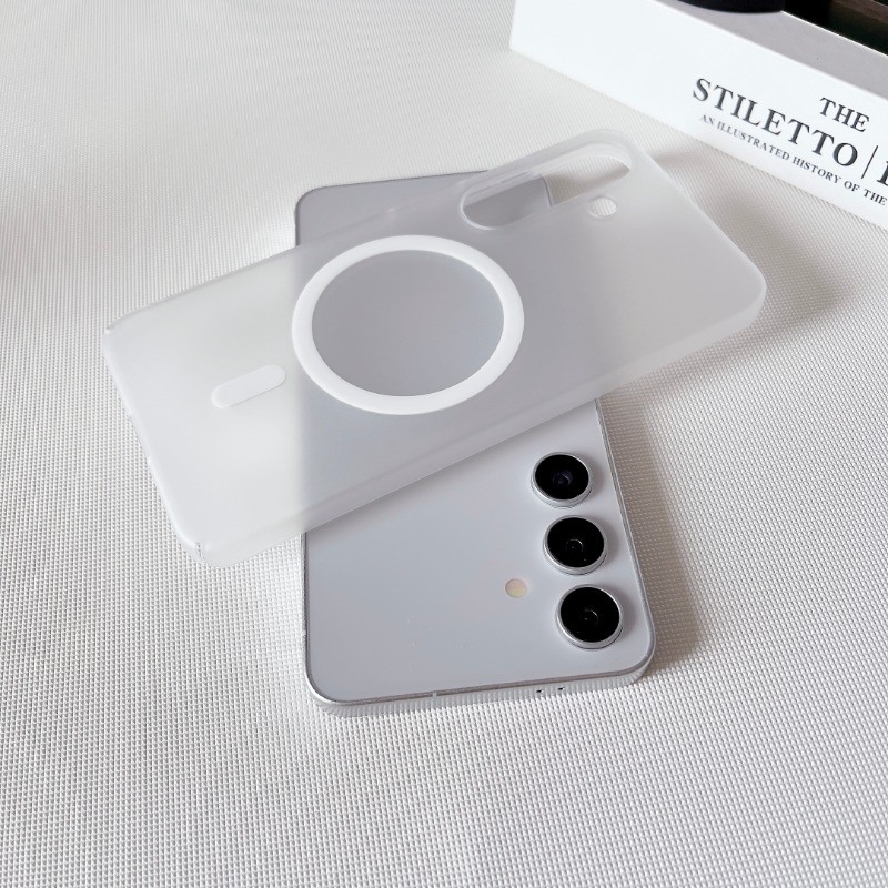 SAMSUNG หมอกน้ําแข็ง เคสแข็งพีซีรูขนาดใหญ่ฝ้าบางเฉียบเคสป้องกันโทรศัพท์ชาร์จแม่เหล็กไร้สายเหมาะสําหรับ ซัมซุง กาแลคซี ส20 21 22 23 24 25 เฟ บวก พิเศษ