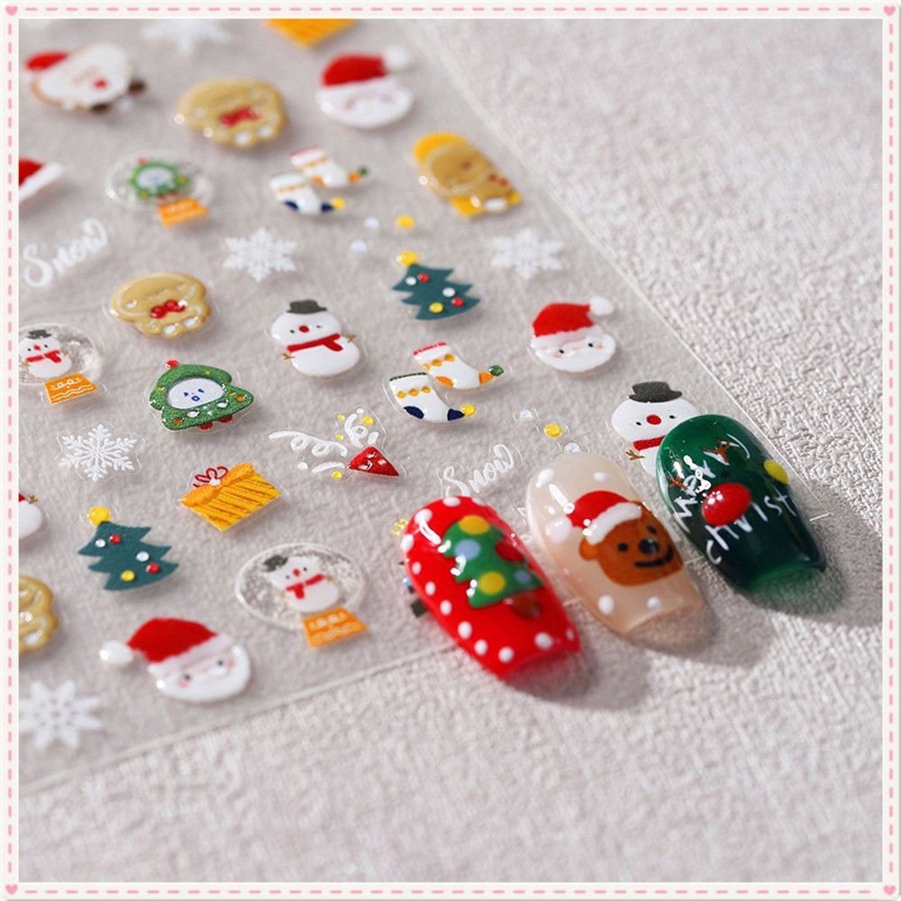 สติกเกอร์ติดเล็บ Tensor Nail Art ลายคริสต์มาส ลายเกล็ดหิมะ ซานตาคลอส สติ๊กเกอร์ตกแต่งเล็บแบบฝ้า อุปกรณ์ทำเล็บ สำหรับร้านทำเล็บ JOYFEEL