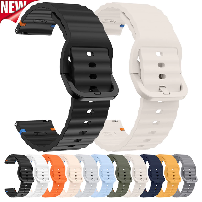 ซิลิโคนสําหรับ Samsung Galaxy Watch 7/6/5/4 44/40 มม., 6 Classic 43/47 มม., Huawei GT5/4 Pro/3, สายนาฬิกา 20/22 มม.