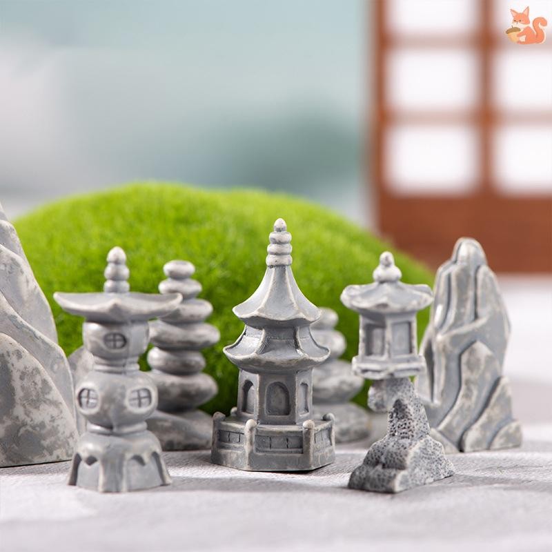 [BI] Rockery Stone Tower House Mini Home Decor Miniature Fairy Garden เครื่องประดับอุปกรณ์ตกแต่งงานฝีมือ TH