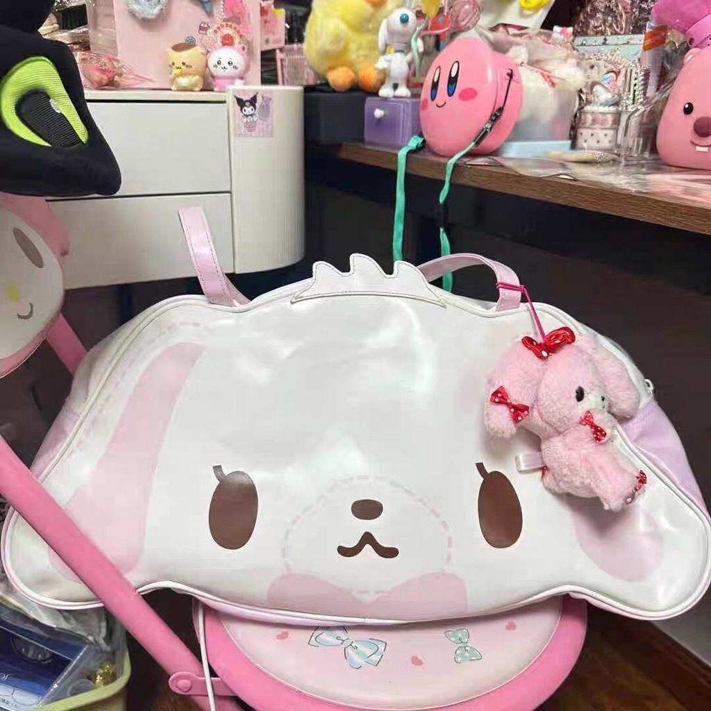 Kawaii น่ารัก Sanrio sugarbunnies PU กระเป๋าถือกระเป๋าสะพายเดินทางความจุขนาดใหญ่เบ็ดเตล็ดถุงเก็บการ์ตูนของขวัญสำหรับสาวๆ