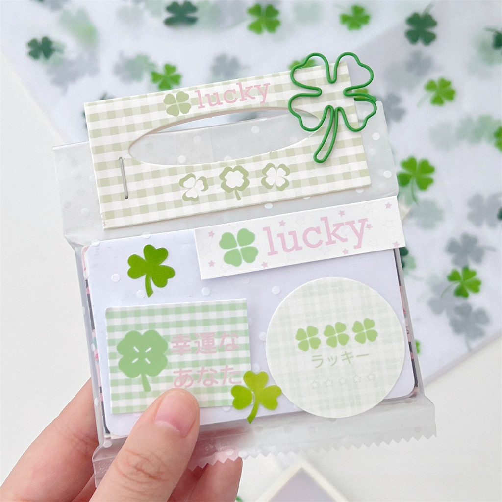 10 ชิ้น Ins Lucky Four-leaf Clover คลิปหนีบกระดาษโลหะคลิปบรรจุวัสดุ - รูปที่ 4