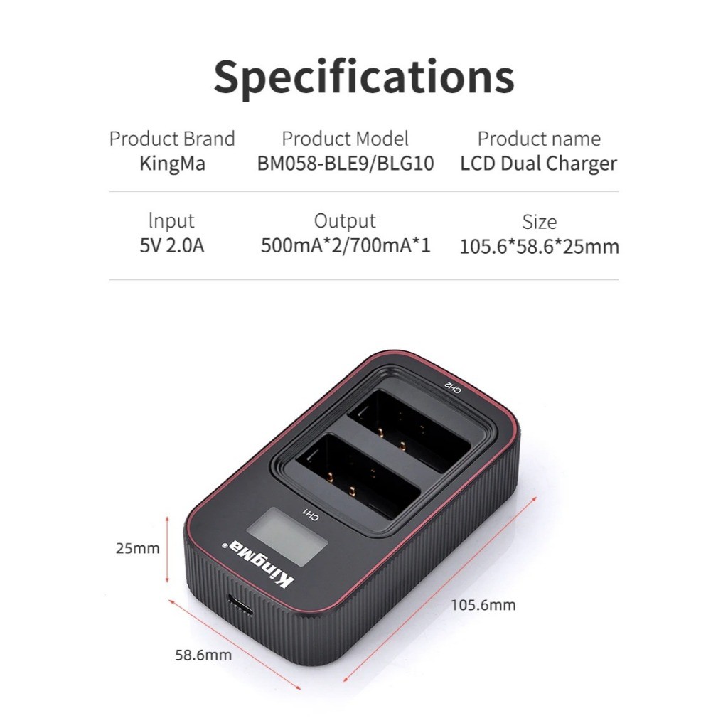 Kingma Panasonic BLG10 / BLE9 แบตเตอรี่ แท่นชาร์จ Leica BP-DC15 (ประกันศูนย์ 1 ปี)