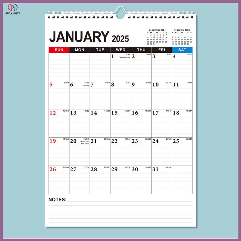 2025 ปฏิทินตู้เย็น 18 เดือน Advent Makeup Wall 2024-2025 เดือนแขวนองค์กรกระดาษสํานักงาน jinyings