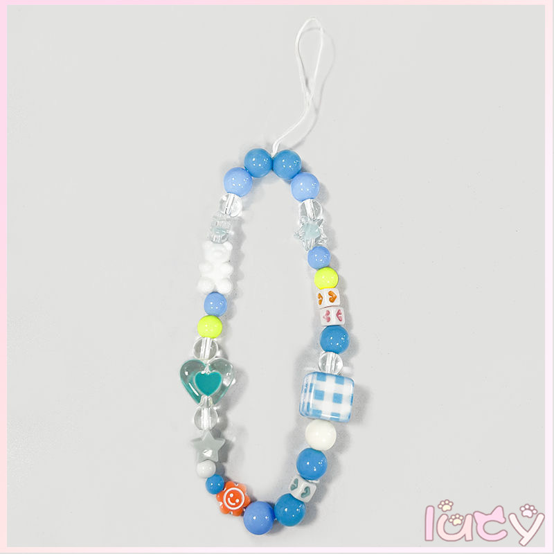 💖Lucy💖เคสโทรศัพท์ เชือกเส้นเล็ก สร้อยข้อมือ ลูกปัดสีสวย หลากสไตล์ หน้ายิ้ม ลูกปัดความรัก ใช้ได้กับสี iPhone