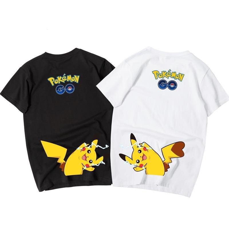แฟชั่นผู้ชายผ้าฝ้ายเต็มรูปแบบ เสื้อยืดแขนสั้นลําลอง แฟชั่น Pokemon เสื้อยืดแขนสั้นปิก ไม่หด ไม สะดวกสบายและระบายอากาศ