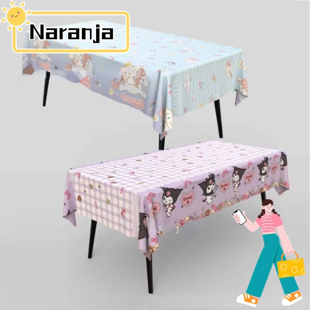Naranja ผ้าปูโต๊ะลายการ์ตูน Cinnamoroll, อุปกรณ์ปาร์ตี้กันน้ํา เบาะรองนั่งโต๊ะปิคนิค, ผ้าปูโต๊ะงานเลี้ยงวันเกิด Kuromi Melody PE