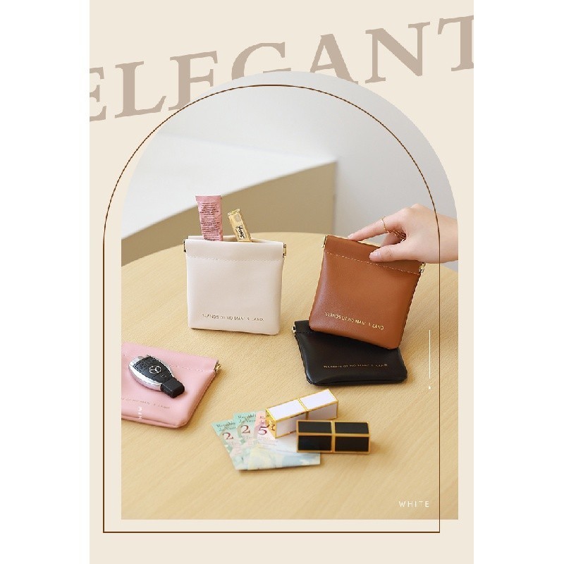 กระเป๋าใส่เหรียญ ใส่ลิปสติก หนัง pu ขนาดเล็ก สําหรับผู้หญิง กระเป๋าบีบ coin bag wallet bag purse women