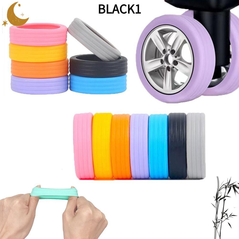 สีดํา1 4/8ชิ้น/เซ็ตที่ป้องกันล้อกระเป๋าเดินทาง,ชิ้นส่วนกระเป๋าเดินทางเพลาที่มีเสียงเงียบกระเป๋าเดินทางล้อรองเท้า,ซิลิโคนกระเป๋าเดินทางล้อป้องก