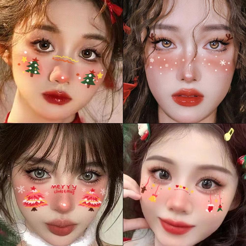 Christmas Makeup Face Sticker Creative Cute Powder Blusher Face Paste J6l6