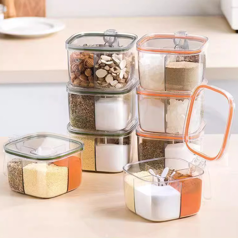 COD กล่องปรุงรส 5 ช่อง ชุดจัดเก็บเครื่องปรุง กล่องปรุงรสปรุงรส รับฟรี 4 ช้อนโต๊ะ การปิดผนึกที่ดี - รูปที่ 7