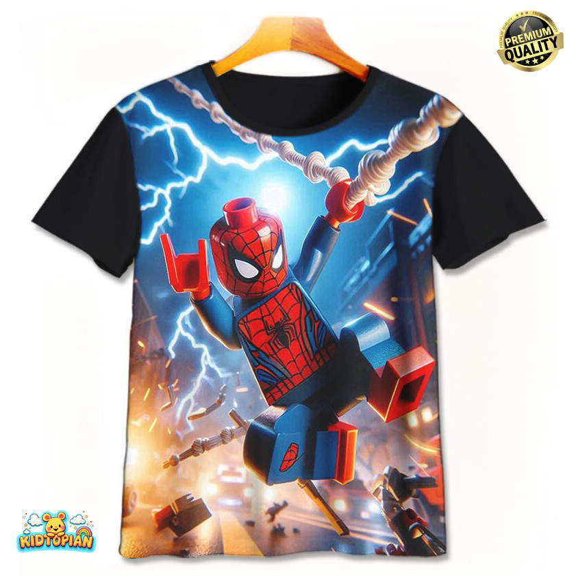 3D การ์ตูน Lego Marvel Superheroes เสื้อยืดเด็ก v5 ชายหญิงเสื้อผ้าอายุ 1-12 ปี
