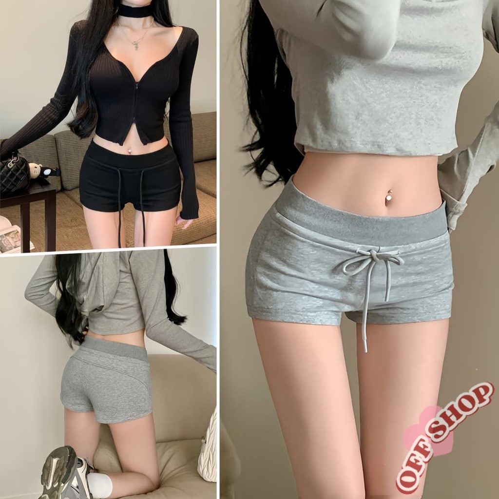 OFF SHOP 🥻ใหม่ 2025 กางเกงขาสั้น รัดรูปสีพื้น สไตล์มินิมอล ยืดตามตัว กางเกงเซฟตี้' FY2821
