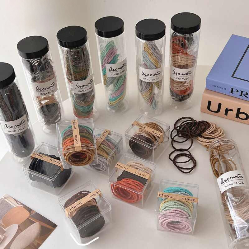 เชือกผมกระป๋องสำหรับผู้หญิง ใช้ได้กับหางม้าสูง ยืดหยุ่นและทนทาน 100 ชิ้น - รูปที่ 2