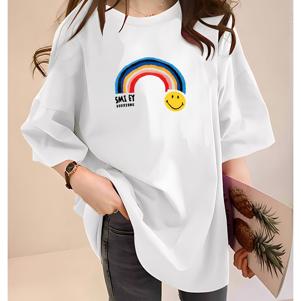 [AMYGO] M-5XL TShirt ผู้หญิงหลวม T เสื้อผู้หญิง 2Y654 T เสื้อ Plus ขนาด TShirt เสื้อผ้า T เสื้อ T hi