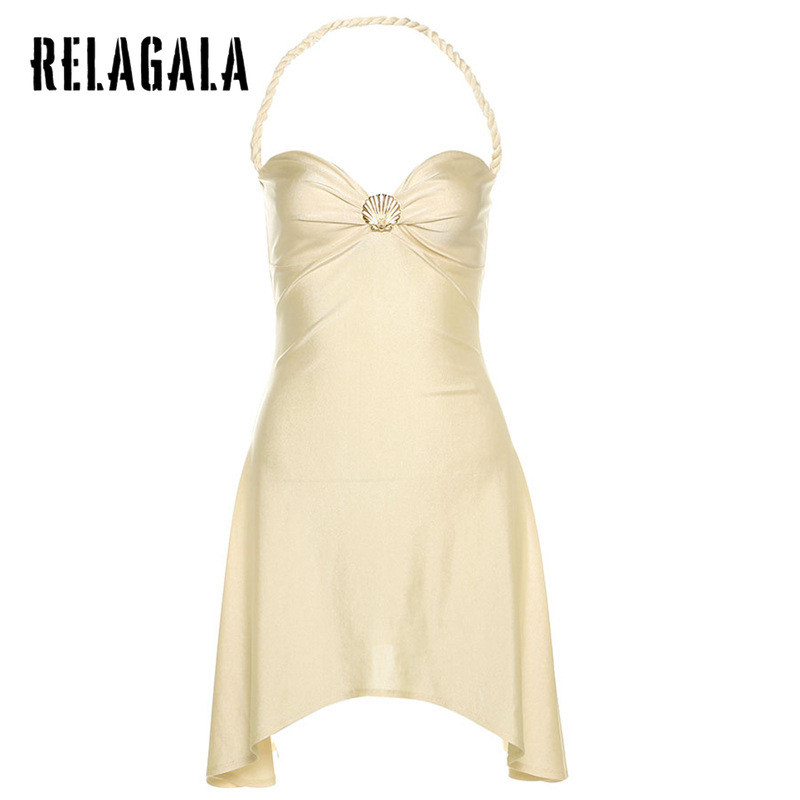 RELAGALA ชุดสตรี แฟชั่นใหม่ สีทึบ เซ็กซี่ พร้อมเชือกแขวนคอ