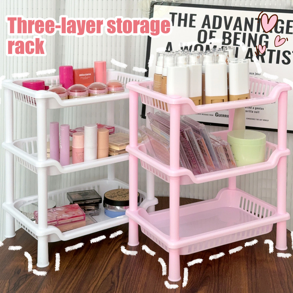 All-in-One 3 ชั้น Organizer - ชั้นวางอเนกประสงค์สําหรับอุปกรณ์อาบน้ํา, Spices & Makeup - เครื่องมือท