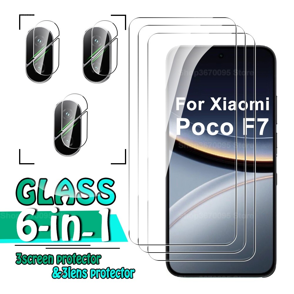 6in1 กระจกนิรภัยเลนส์ฟิล์มสําหรับ Xiaomi Poco F7 Poco F7Ultra Poco F7 Pro ป้องกันหน้าจอ Xiaomi F7 po