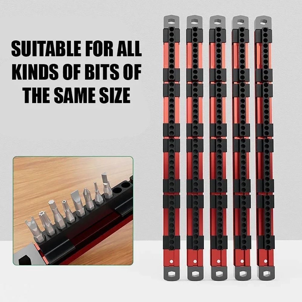 HGOUGVT 1 ชิ้นไขควง Bits Holder, ชุดหัว 40 หลุม Sleeve Storage Rack, อลูมิเนียมอัลลอยด์พร้อมแม่เหล็ก 6.35 มม.เครื่องมือ Organizer สําหรับช่างไฟฟ้าอุปกรณ์เครื่องมือ - รูปที่ 2