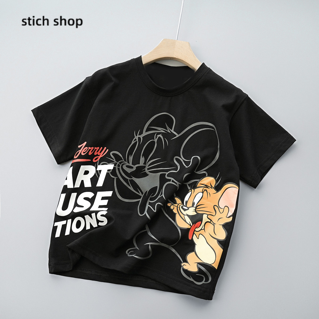 （ จัดส่งทันที ）เสื้อยืดแขนสั้นเด็ก ยูนิเซ็กซ์ สวมใส่สบาย คอตตอน 100% เหมาะกับฤดูร้อน