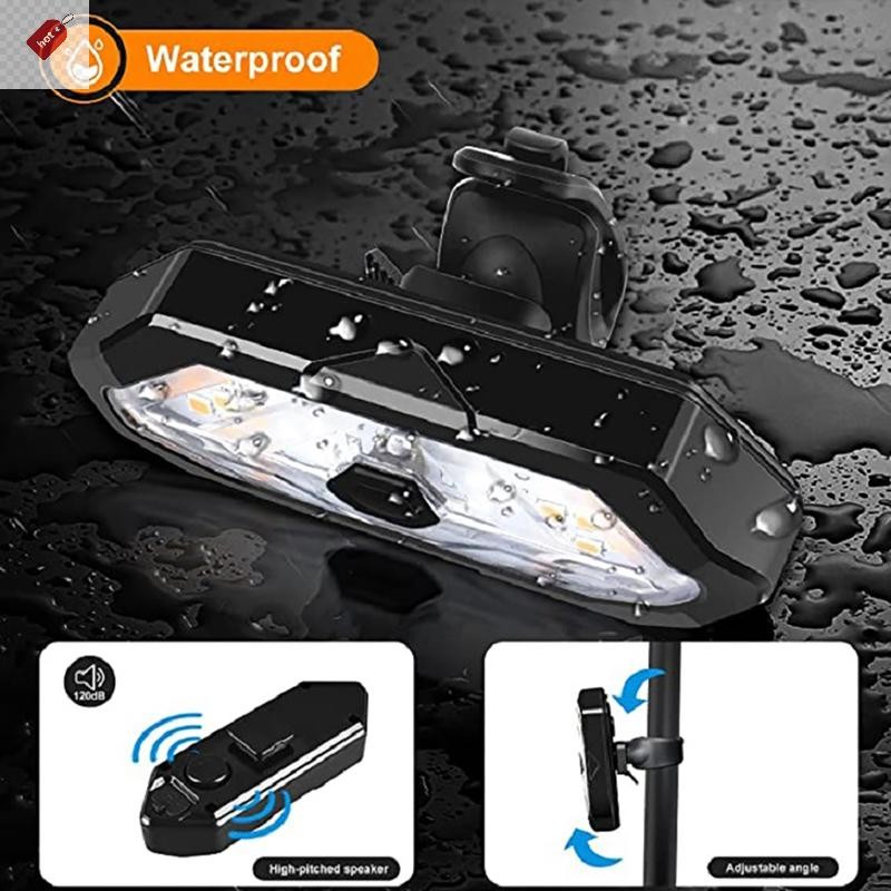 ALIK จักรยานไฟเลี้ยวรีโมทคอนโทรลตัวบ่งชี้ทิศทาง LED ด้านหลัง USB ชาร์จไฟท้ายขี่จักรยานพร้อมแตร TH - รูปที่ 4