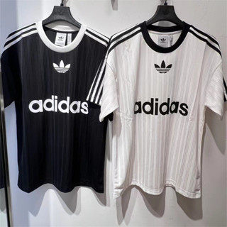 Retro Jersey เสื้อยืดคอปกกลมหลวม Unisex ผ้าผ้าไหมน้ําแข็งระบ…