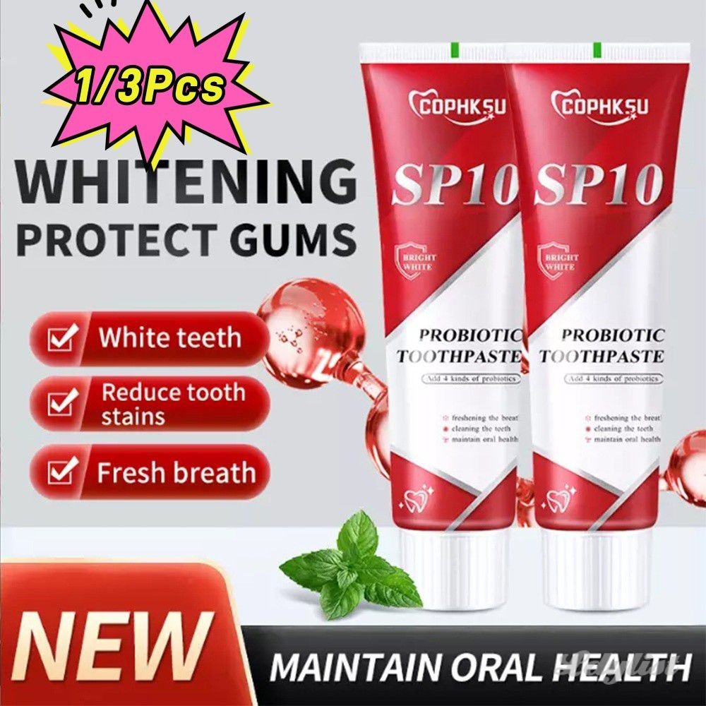 ยาสีฟันฟอกฟันขาว Sp10 Probiotics 1/3 ชิ้น ขจัดคราบเหลือง ขจัดกลิ่นปาก รักษาสุขภาพช่องปาก ฟันสะอาด ลมหายใจสดชื่น
