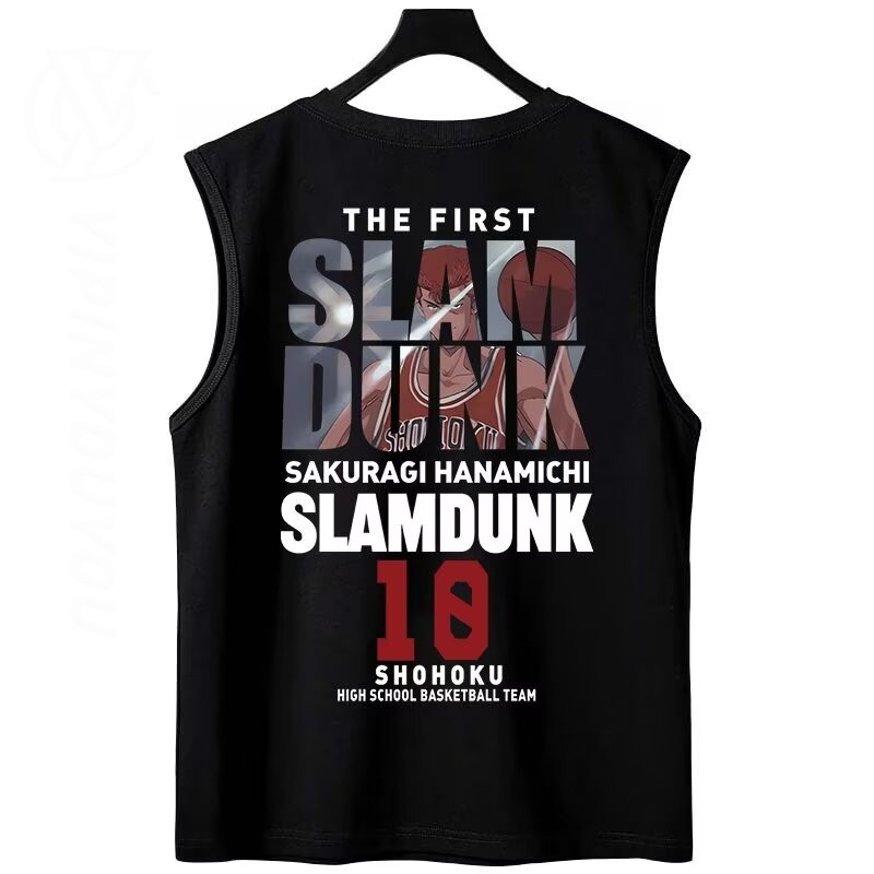 HANLU M-8XLSlam Dunk อะนิเมะแรงบันดาลใจเสื้อกล้ามแขนกุดผู้ชายสําหรับฤดูร้อนฟิตเนสการฝึกอบรม