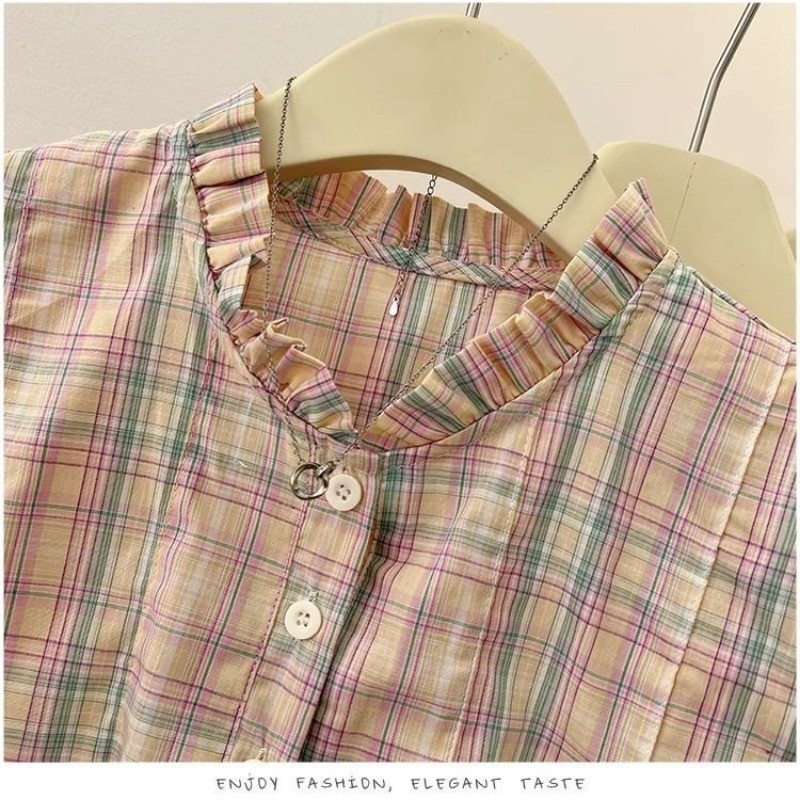 shayne-ฤดูร้อนใหม่ เสื้อสุภาพสตรี ตาหมากรุก ประเภทรุ่นหลวม หวาน น่ารัก แฟชั่นสบาย ๆ เวอร์ชั่นเกาหลี - รูปที่ 5