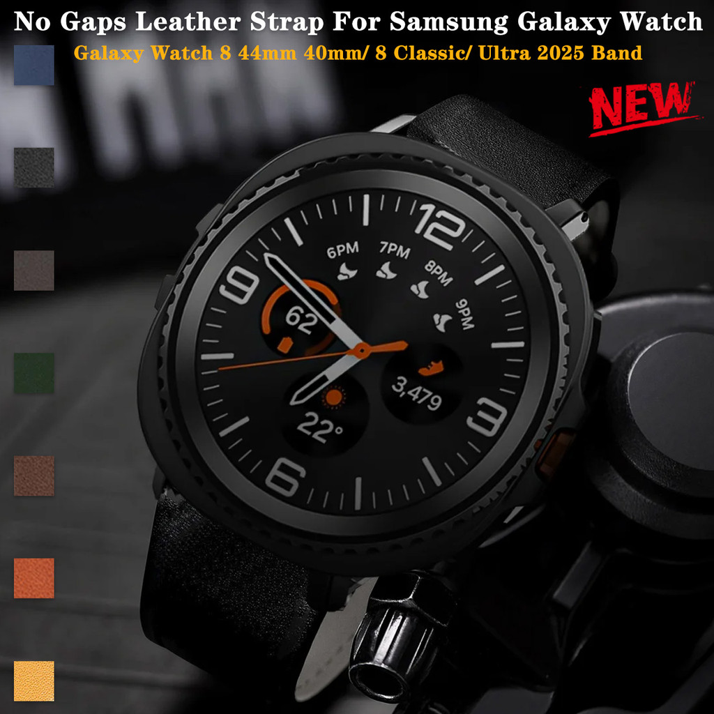 สายหนังสําหรับ Samsung Galaxy Watch 8 40 มม.44 มม./ 8 คลาสสิก/อัลตร้า (2025) สร้อยข้อมือเข็มขัดไม่มี Gap QuickFit สายนาฬิกาสายรัดข้อมือ – โปรปัง