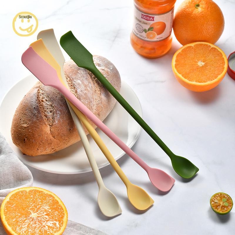 ScoutJie 1 ชิ้นไม้พายซิลิโคนทนความร้อนด้ามยาว Dual-Ended Scraper พร้อมช้อน Jam Spatula อุปกรณ์ครัว TH