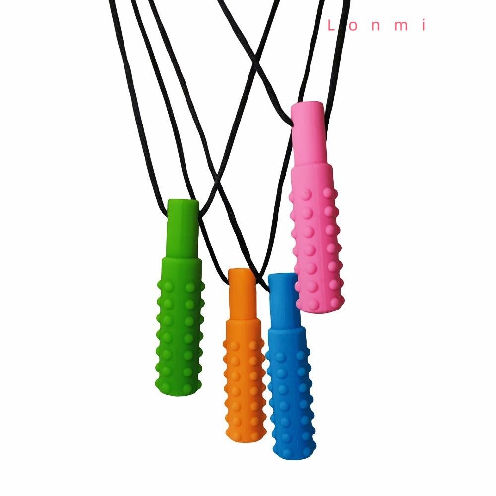 LONMI สร้อยคอยางกัดสําหรับเด็ก, จี้ Pacifier จี้ซิลิโคน Chewy จี้, Creative Baby Care Sensory Chew ส