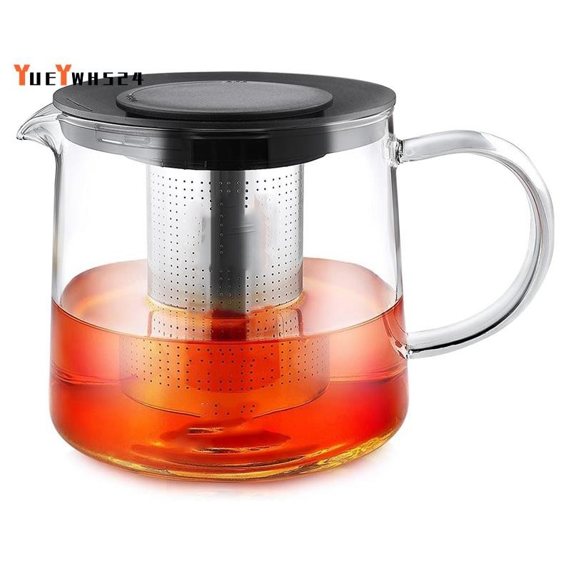กาน้ําชาแก้วปลอดภัยพร้อม Infuser-1500ml/50 OZ กาต้มน้ําชาสําหรับ Blooming ชาหลวมพรีเมี่ยมเครื่องชงชาหม้อกาแฟ 1500ml
