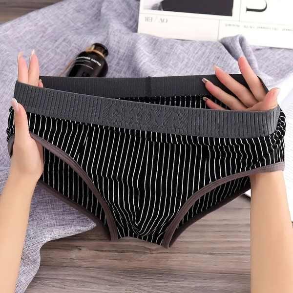 gq กางเกงใน กางเกงในชายชายผ้าฝ้ายแท้เอวปานกลางกางเกงในชายระบายอากาศใส่สบายกางเกงในลายทางสำหรับออกกำล