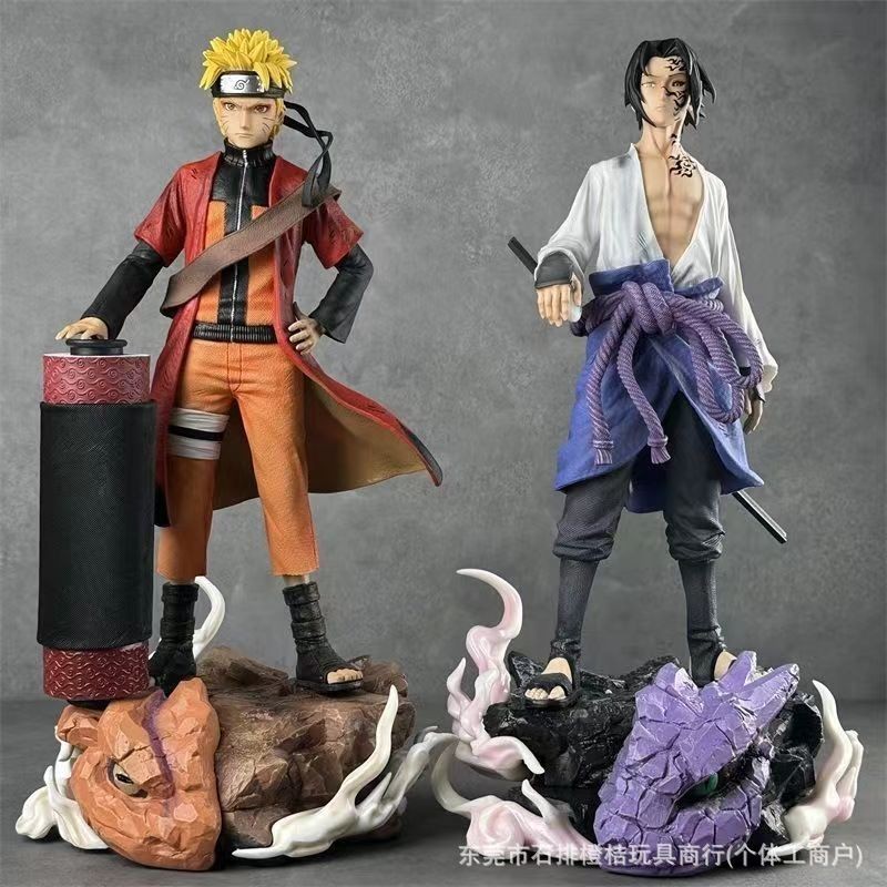 Naruto DT Base Seal Stamp Sasuke Sage Naruto 42CM Stand Model Anime GK Figurine Statue