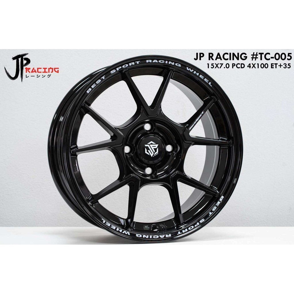 ล้อแม็ก ขอบ15 JP RACING#TC-005 15X7.0 4X100 ET+35 สีดำเงา🎏ราคา4วง✅แถมจุ๊บลมยางแท้👍
