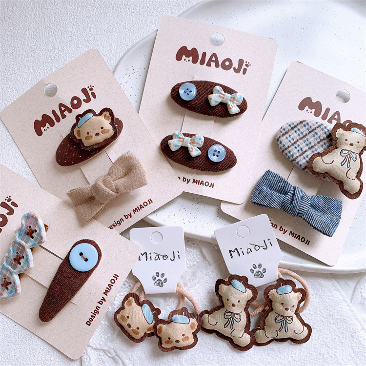กิ๊บติดผมโบว์การ์ตูนหมี สไตล์น่ารักสำหรับตกแต่งเส้นผม