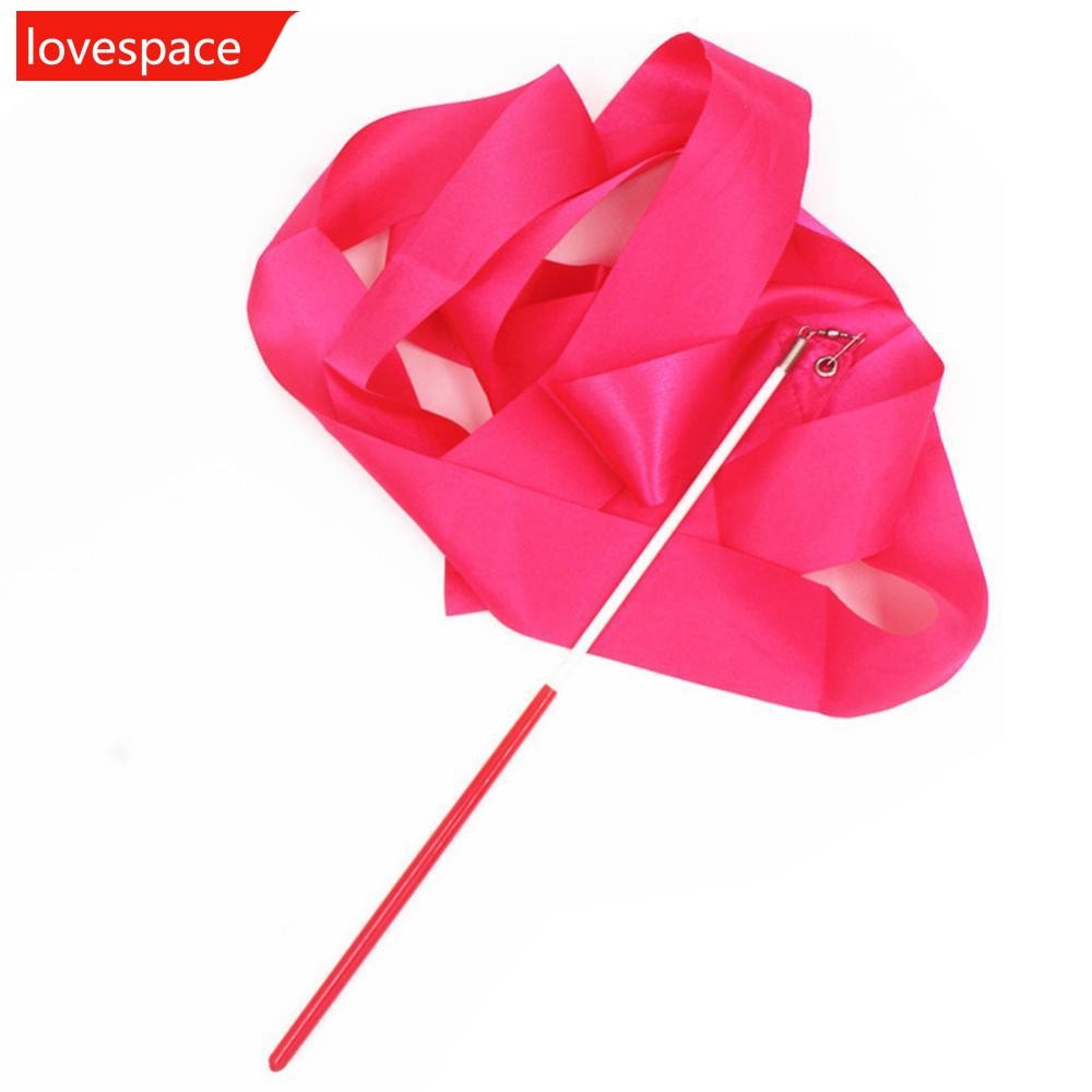 LOVESPACE 2 M/4 M สีสัน Gym Dance Rhythm Art Gymnastic ริบบิ้นบัลเล่ต์ Streamer Twirling Rod Stick ส