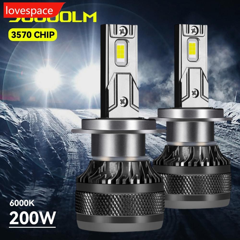 LOVESPACE 1 PC 200W ไฟหน้ารถ LED H1 H8 H11 HB3 HB4 9005 9006 H4 H7 ไฟ LED 6000K 50000LM หลอดไฟ LED อ