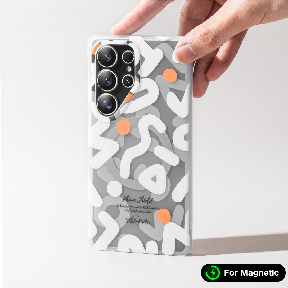 แฟชั่น Graffiti Matte กันกระแทกแม่เหล็กเคสโทรศัพท์สําหรับ Samsung Galaxy S24 S25 Ultra Soft TPU Fram Anti Slip Casing Scrub โปร่งแสง Anti Scratch Hard ฝาหลัง