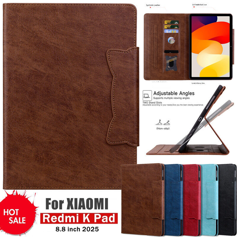 สําหรับ Xiaomi Redmi K Pad 8.8 นิ้ว 2025 กระเป๋าสตางค์หนังแม่เหล็กผู้ถือบัตร Slot Stand Case Cover