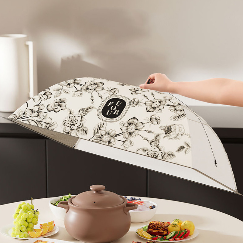 ฝาครอบจานอาหารทรงกลม ทรงสี่เหลี่ยม ป้องกันแมลง ผ้าคลุมโต๊ะ พับได้ ฝาครอบจานอาหารทรงร่ม พับได้ กันแมลง