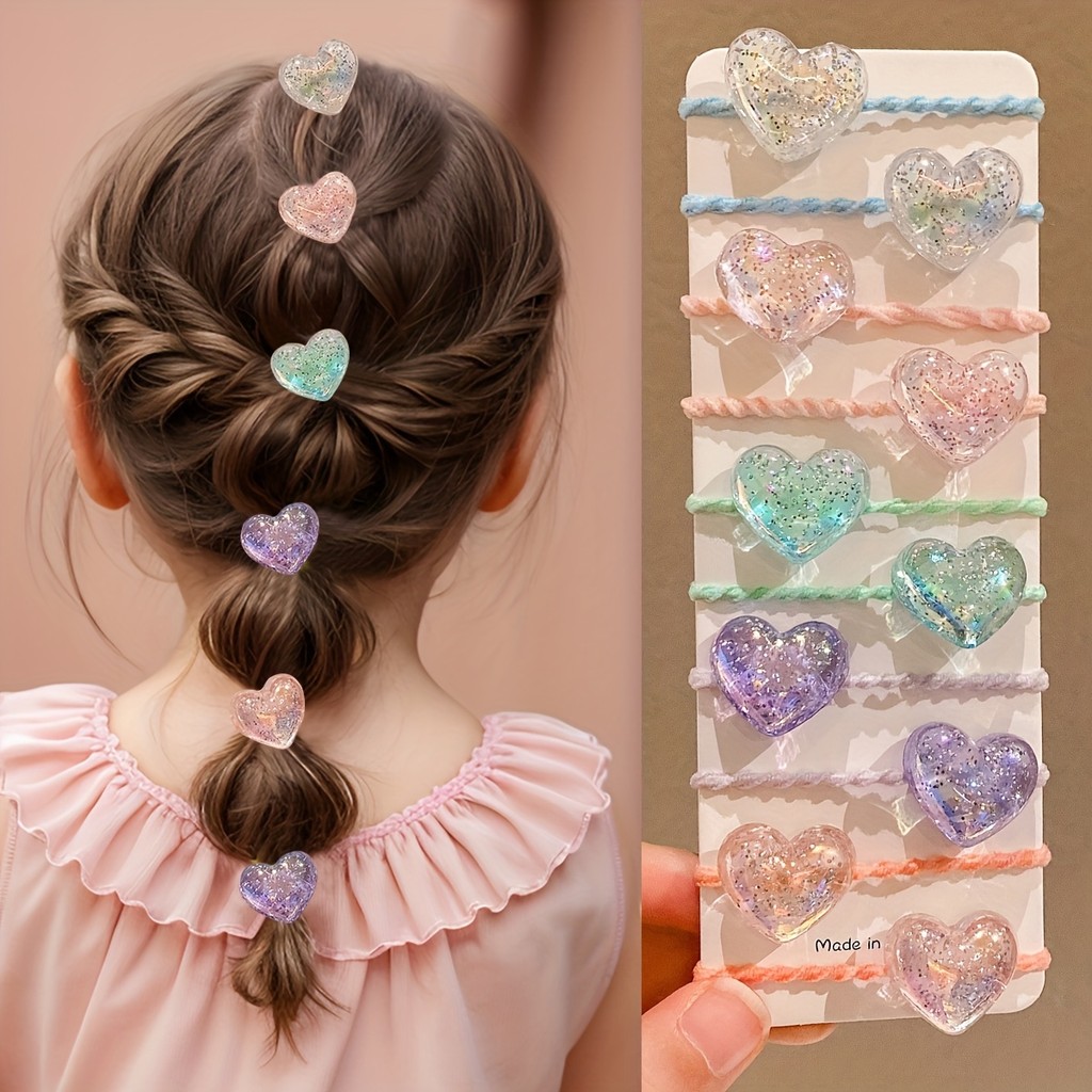 ชุดผูกผมสีสันสดใสสำหรับเด็ก 10 ชิ้น