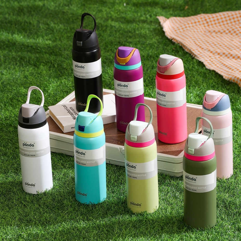 NEW!!! ขวดน้ำเก็บความเย็น 32oz/950ML สแตนเลส304 เก็บเก็บความเย็น มีหูจับ มีหลอดดูด ยกดื่มได้ พร้อมจับ 8สี