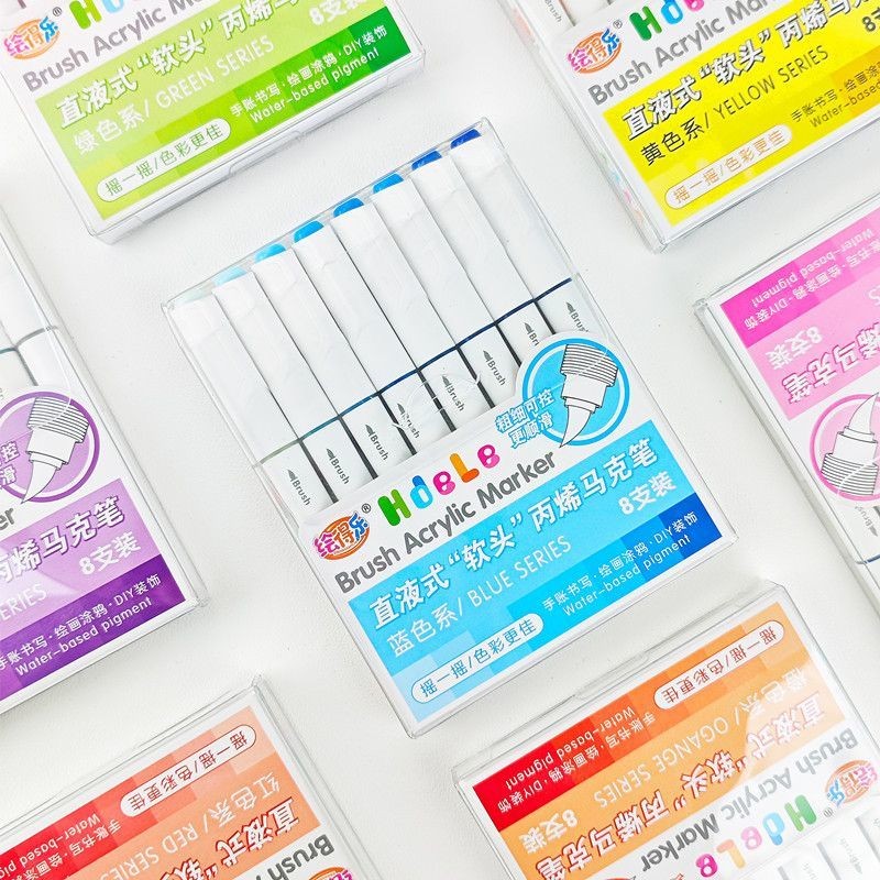 GN.Guangna 639 ตรงของเหลวประเภท 8 สี 24 สี Soft Tip อะคริลิค Marker ขนาดเล็กสีขาว Rod Bagged ทึบแสง Stacked Dele