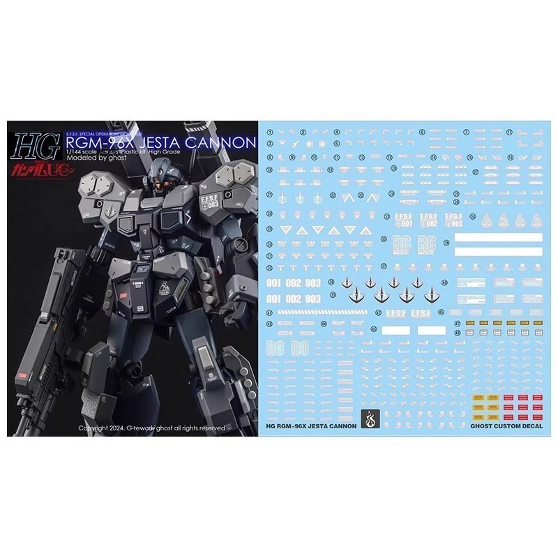 GHOST CUSTOM Decal รุ่นสติกเกอร์น้ําเรืองแสง HG RGM-96X Jesta Cannon DIY อะไหล่