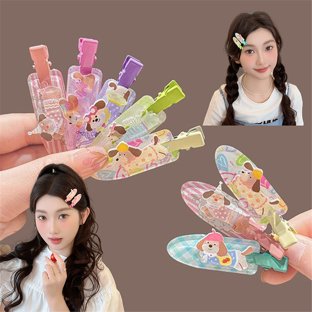 ลูกสุนัขการ์ตูน คลิปรัดผมเรียบทาบศีรษะ สำหรับผมหักด้านข้าง ใช้งานได้หลากหลายโอกาส